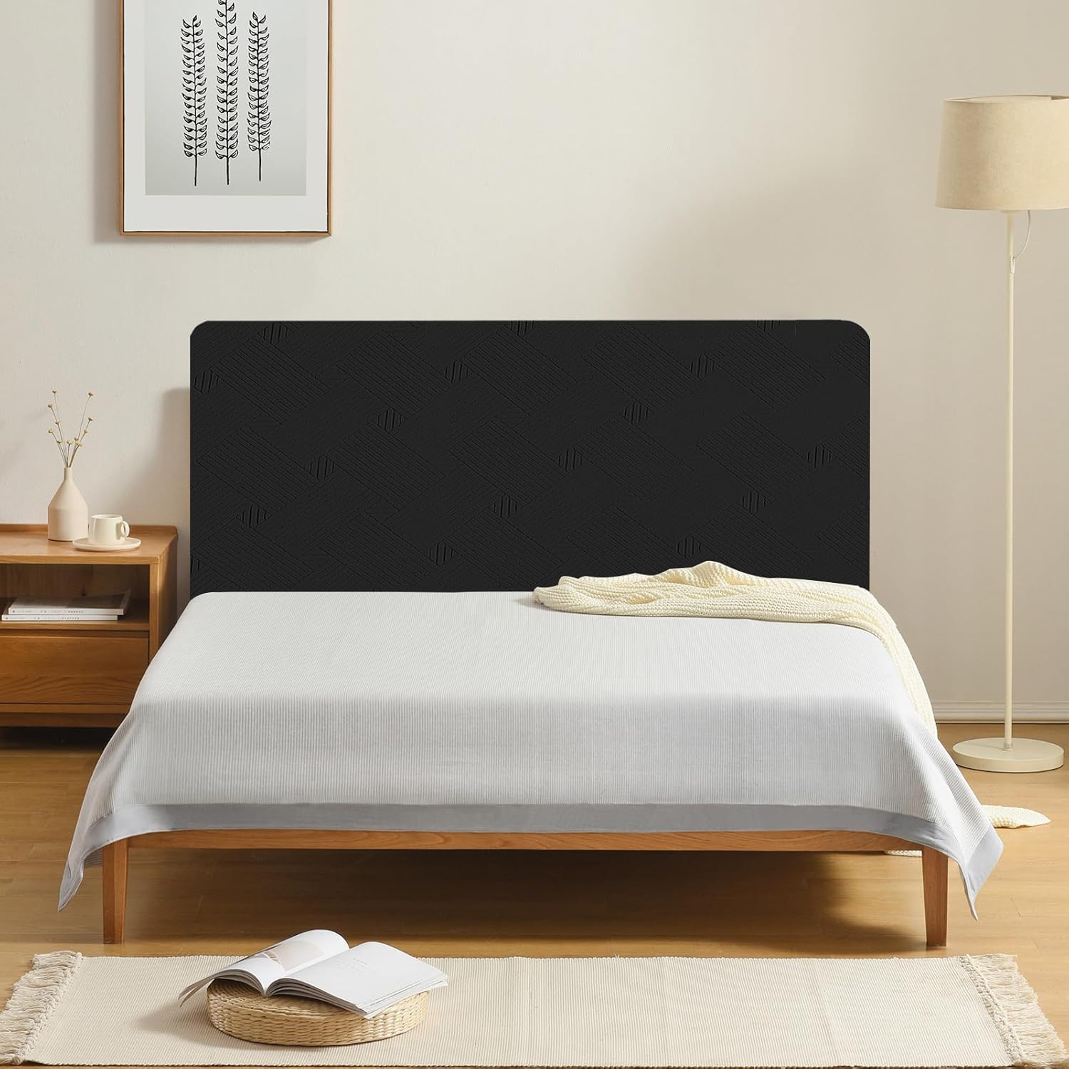 Detalle de Ystyle Copri testiera letto matrimoniale/singolo elasticizzata universale 180 cm, nero