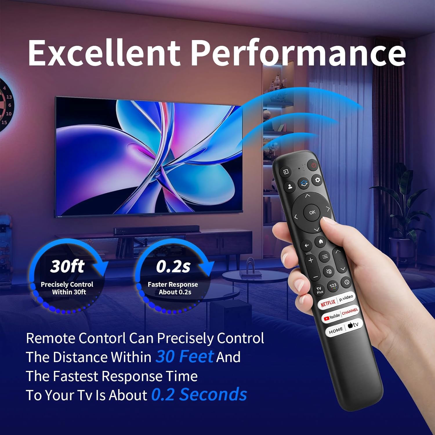 Detalle de (Pack of 2) Replacement-for-TCL-Google-TV-Remote-Control — Universal Remote for TCL Smart UHD HDR LED Mini QLED 4K Google TVs