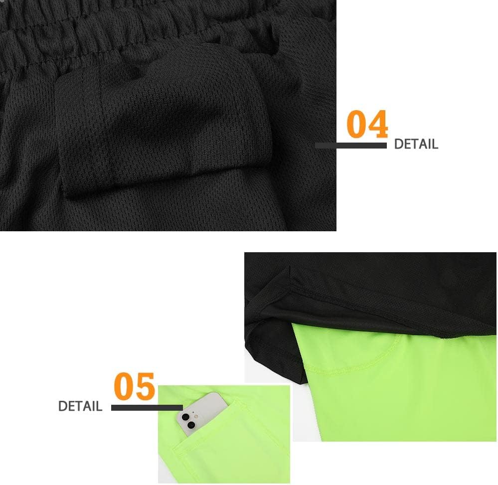 Detalle de Superora Men's Running Gym 2 in 1 Shorts with Pockets: Breathable, Double Layer Training Shorts