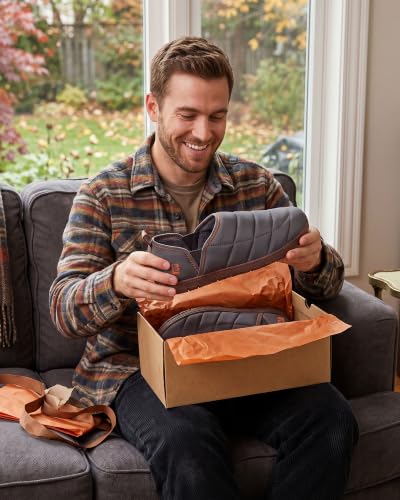 Detalle de LongBay Men's Two-Tone Slippers Cushy Memory Foam – Grey (Indoor/Outdoor)