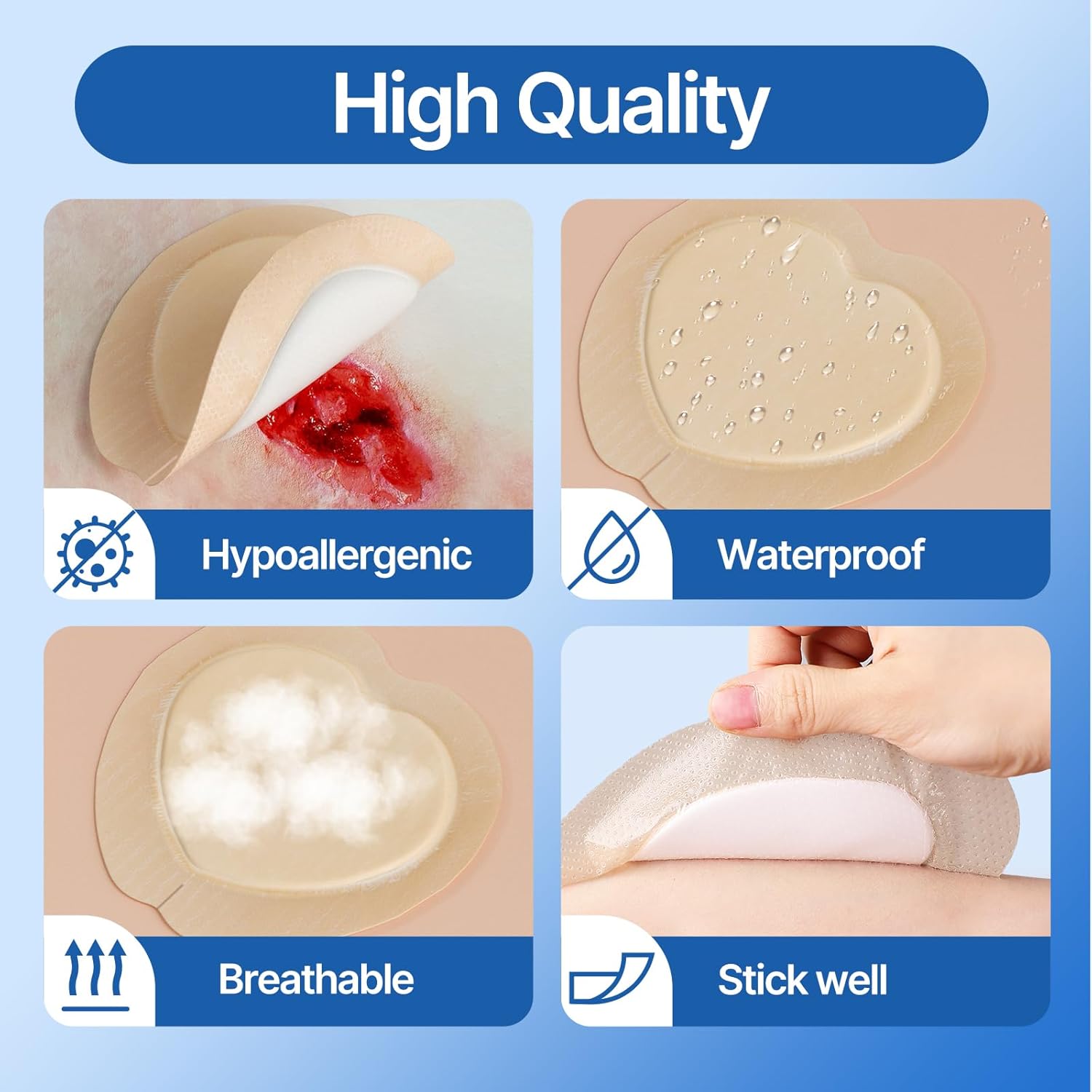 Thumbnail 5 de Niceful Sacral Silicone Foam Dressing (7.1 x 8 in, 5 pcs) for Large Wounds