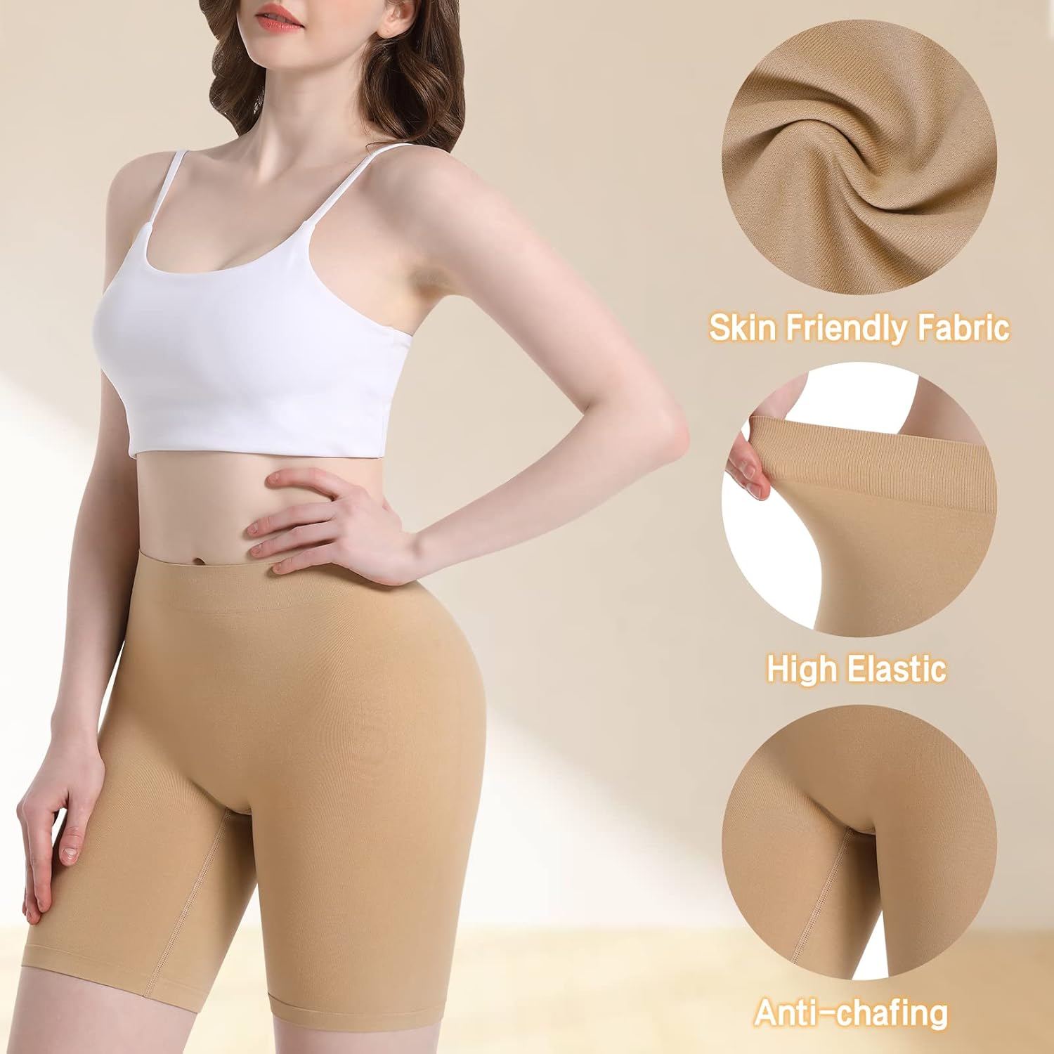 Thumbnail 2 de Reamphy 3-Pack Slip Shorts for Women (Nylon & Spandex) Under Dresses, Yoga, Workout & Everyday Comfort