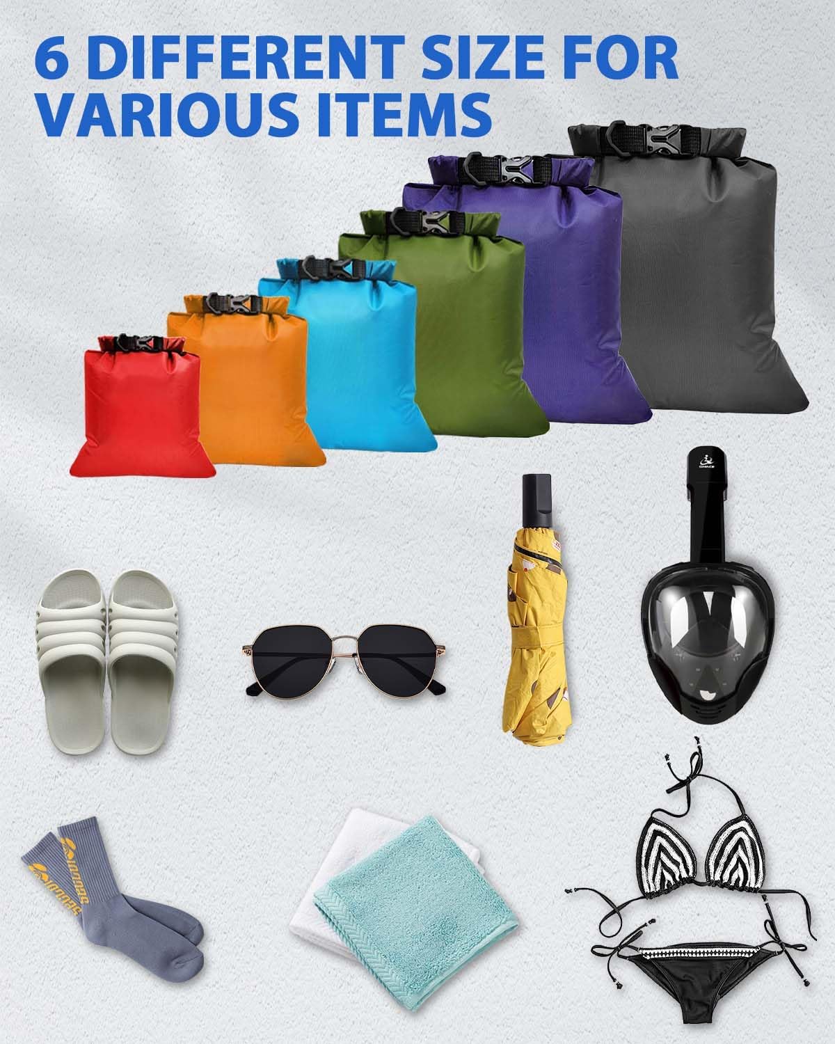 Detalle 2 de MOXTOYU DNAT-drybag-6pcs 8L waterproof dry bag set