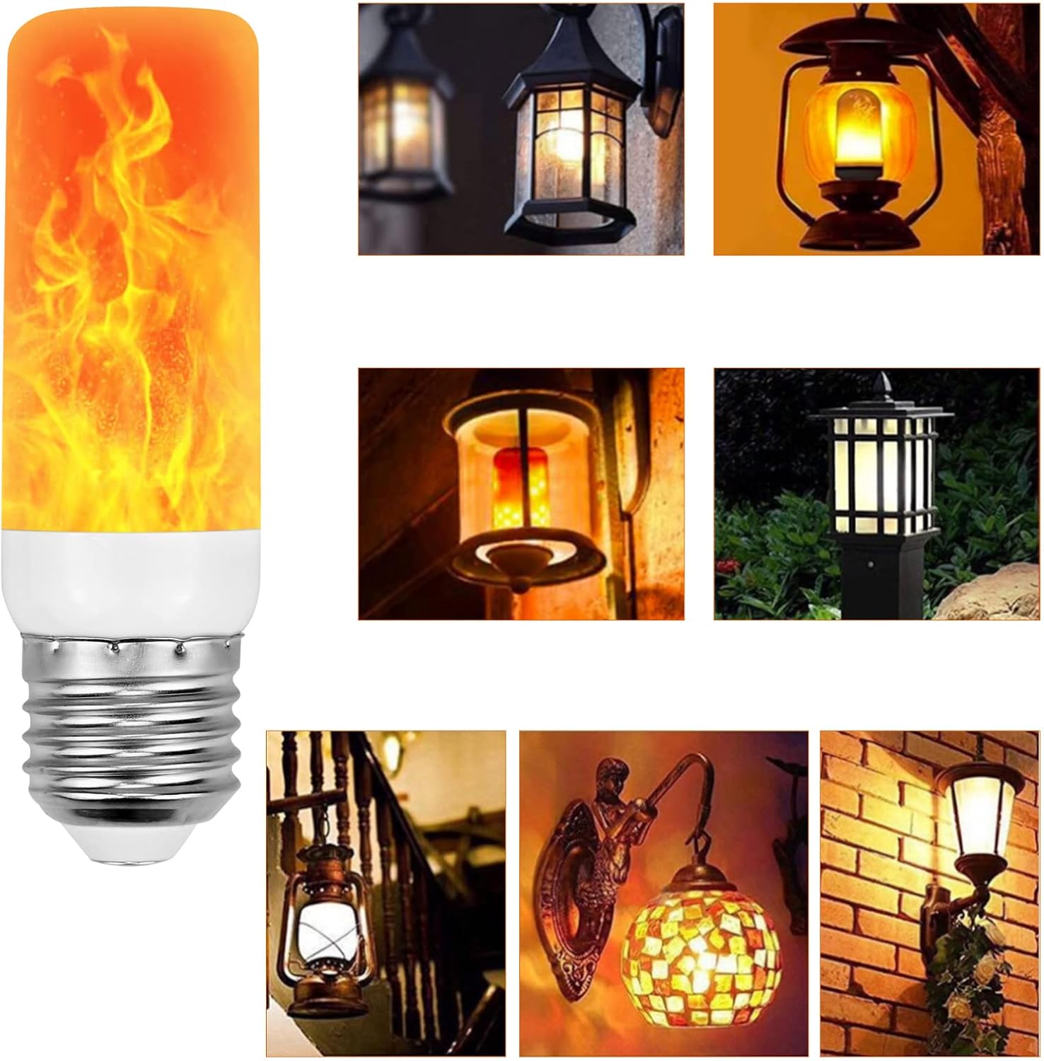 Detalle de CECOMBINE 2-Pack LED Flame Light Bulbs – Realistic Flame Effect for Indoor and Outdoor Decor (E27, 5W)