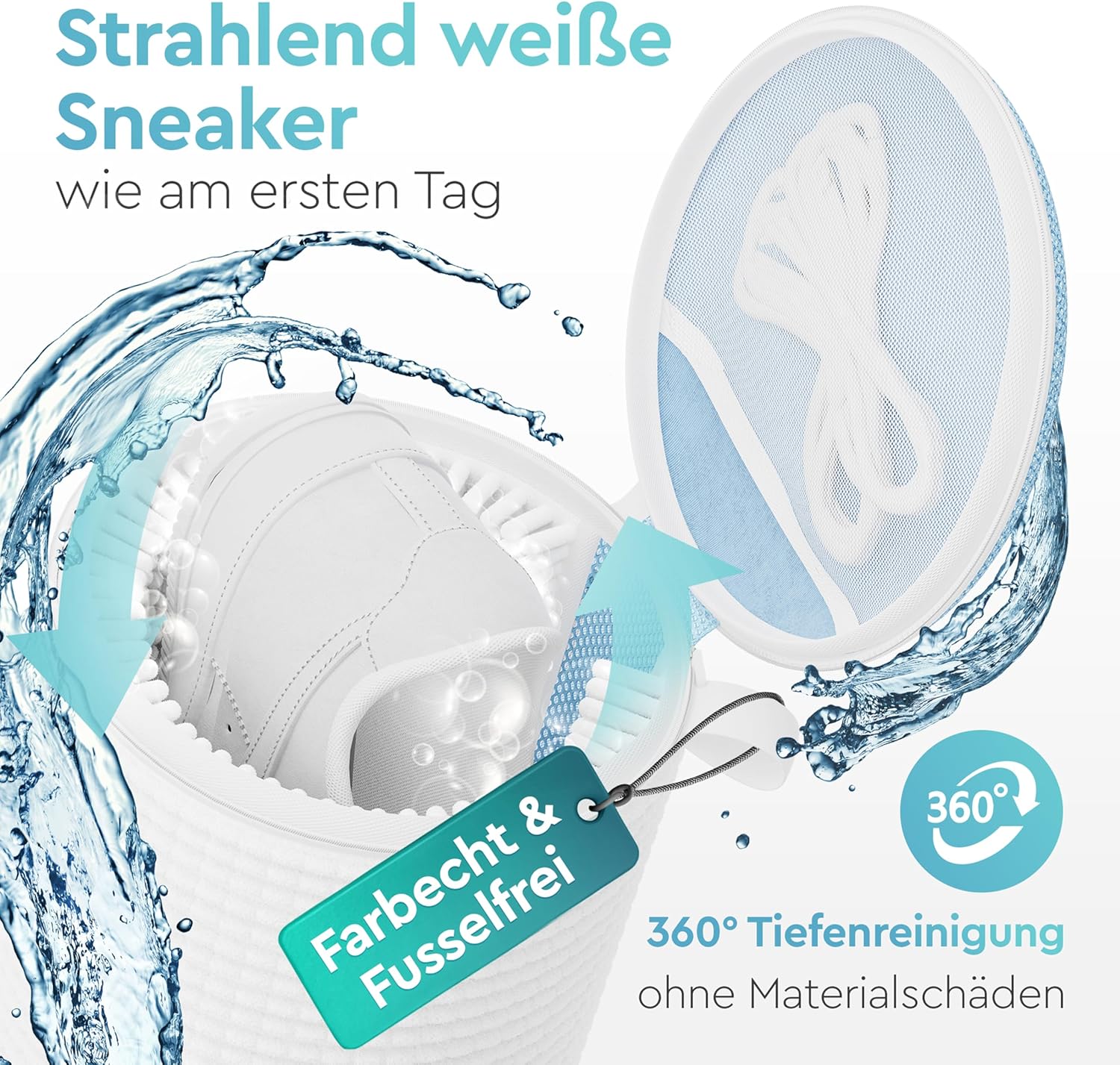 Detalle de Schuhwaschbeutel für die Waschmaschine (2er-Set) – Wäschesack für Sneaker & Sportschuhe