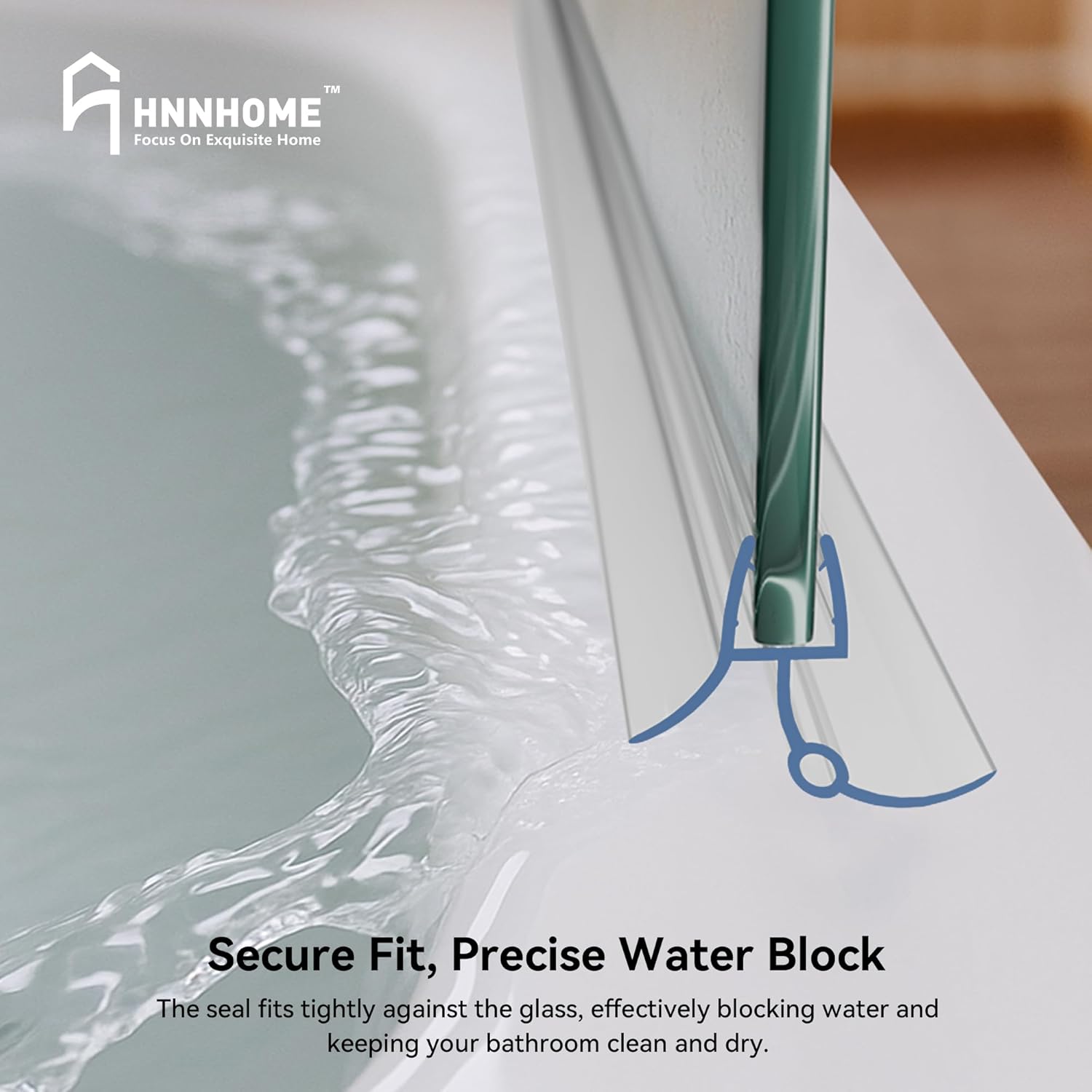 Thumbnail 6 de HNNHOME Rubber Plastic Bath Shower Screen Seal Strip for 4–6mm Glass Door (Straight, Up to 22mm Gap) | 870mm Length