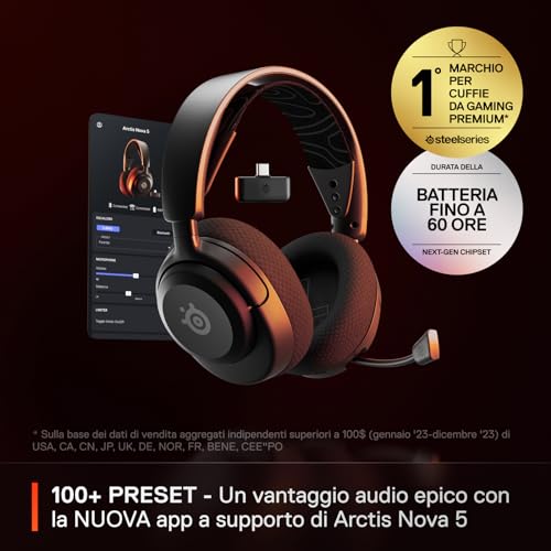 Detalle de SteelSeries Arctis Nova 5: cuffie gaming wireless multi-sistema