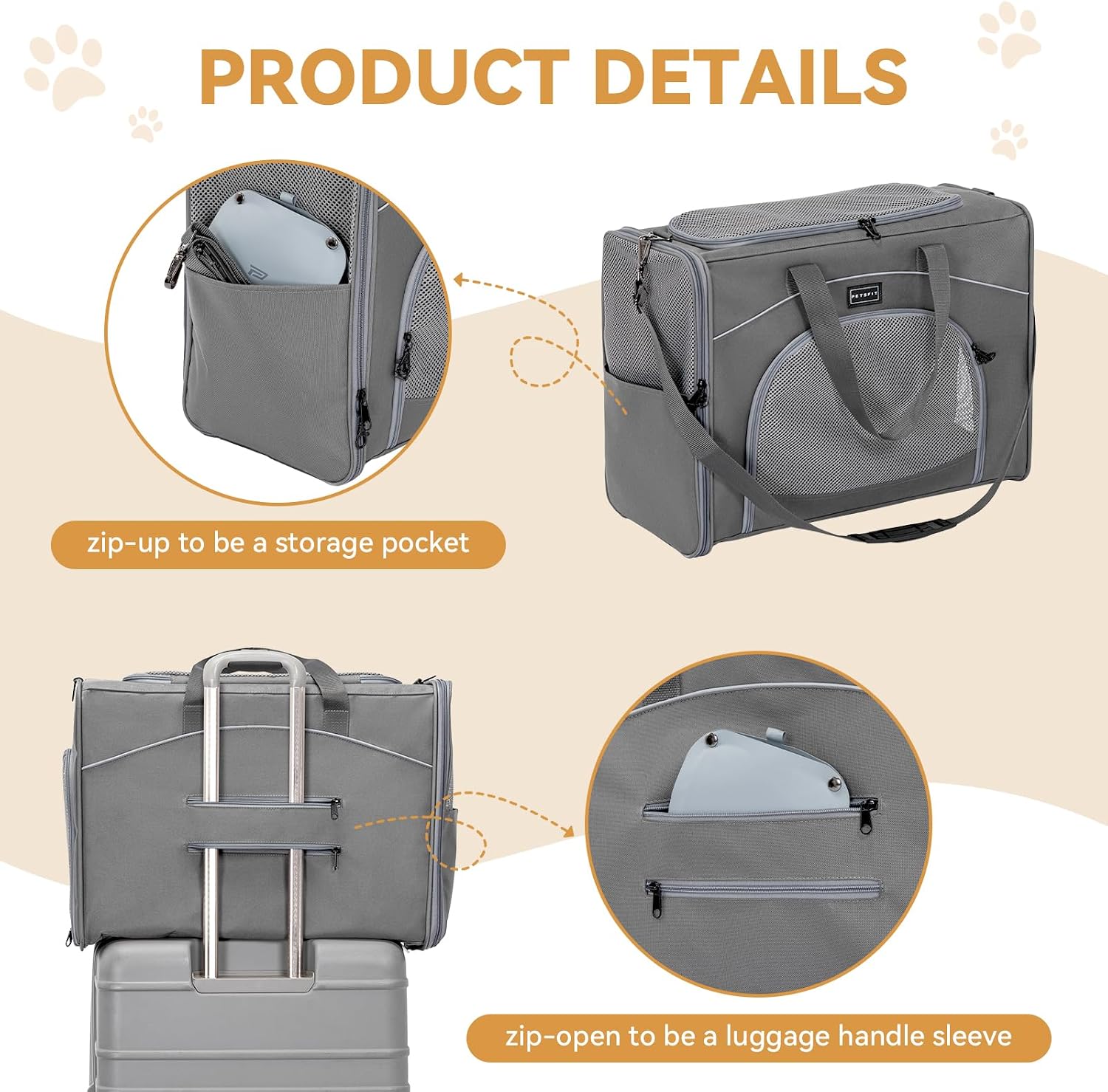 Thumbnail 6 de Petsfit Hundetasche für Flugzeug & Reise 55x40x23 (bis 13 kg) – Transporttasche für Auto, Bahn und Flug