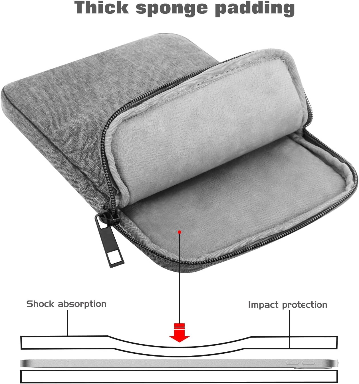 Thumbnail 3 de MoKo Moko Hülle Tasche / Sleeve Schutzhülle aus Polyester – Hellgrau für Tablets bis 12,9 Zoll