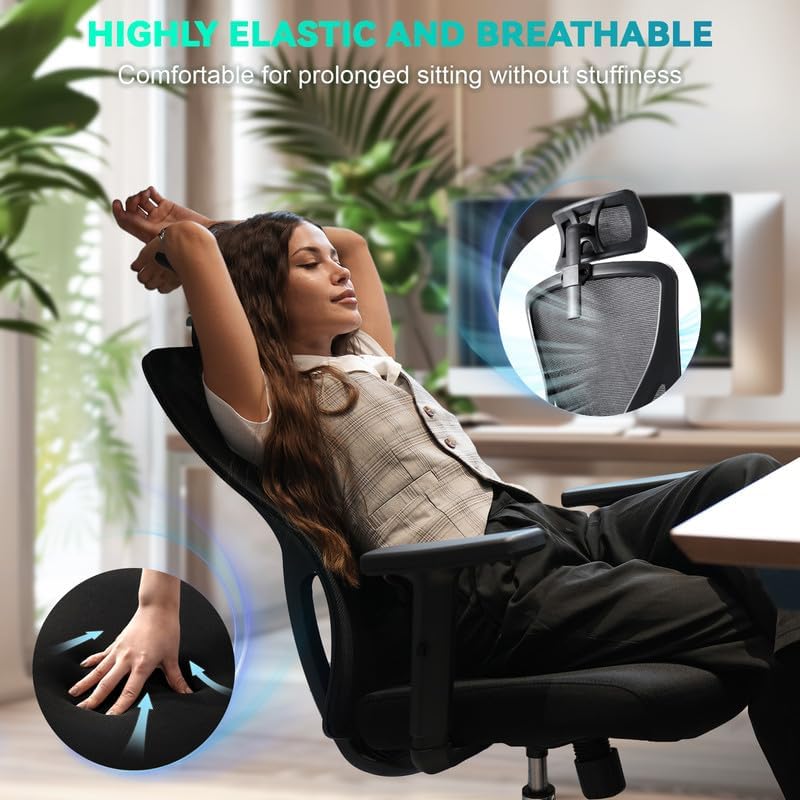 Thumbnail 8 de Silla Ergonomica con Reposacabezas y Soporte Lumbar 🪑