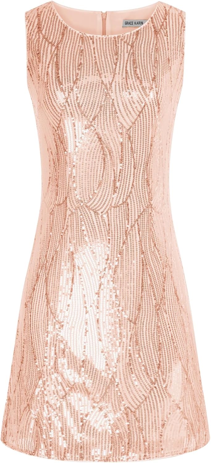 Detalle 2 de GRACE KARIN Pailletten Cami Kleid Set mit Bolero