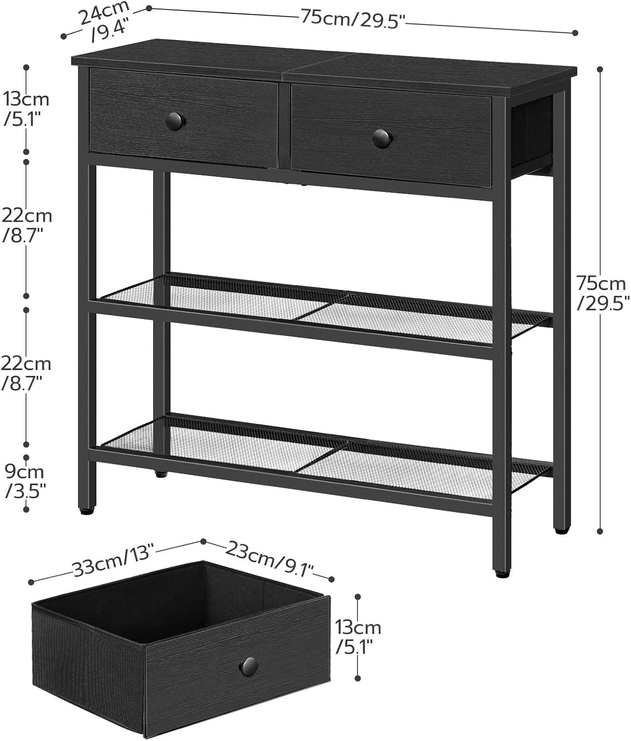 Detalle de HOOBRO tavolo ingresso 75 cm con cassetti