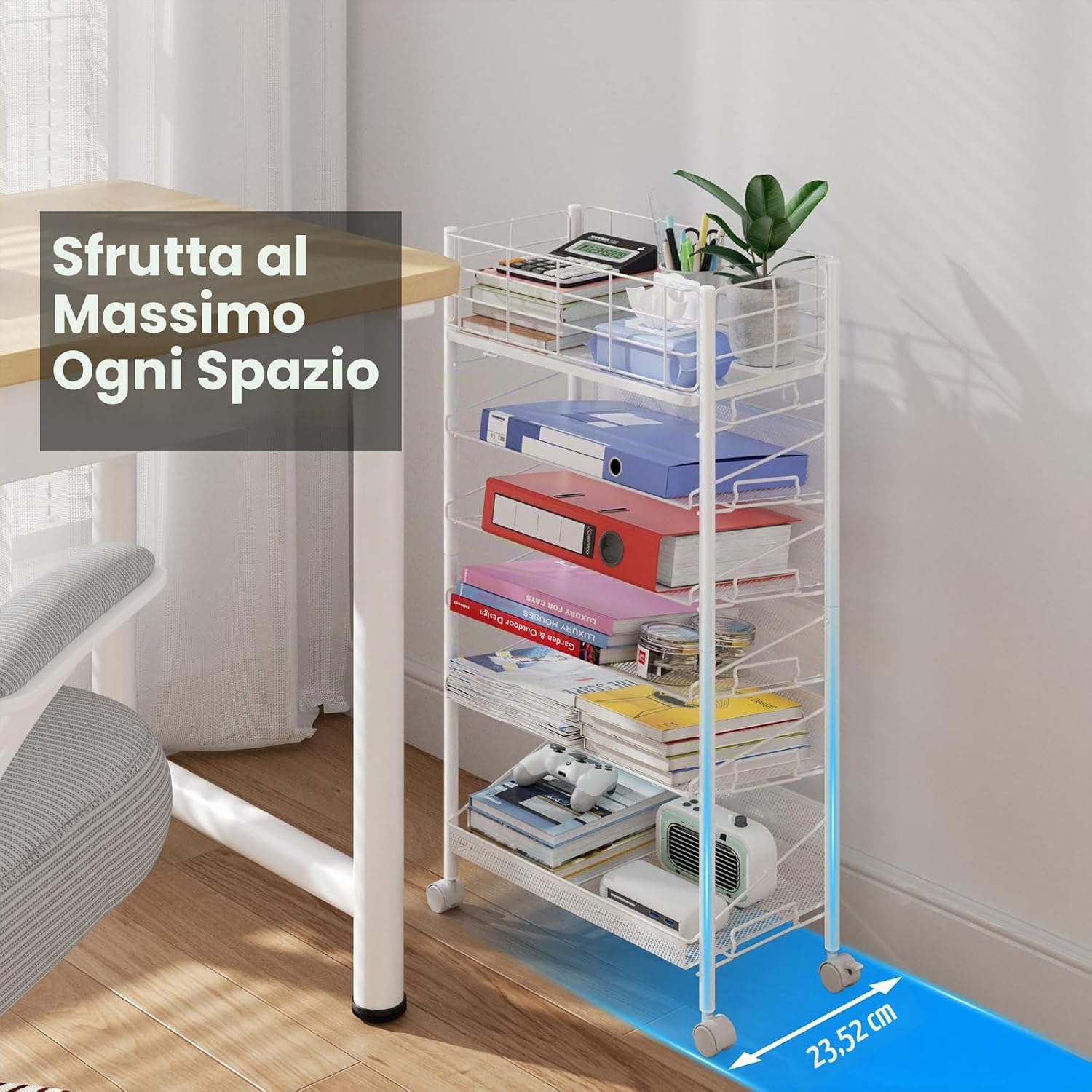Thumbnail 2 de Shrivee Carrello Portadocumenti 6 Ripiani Bianco