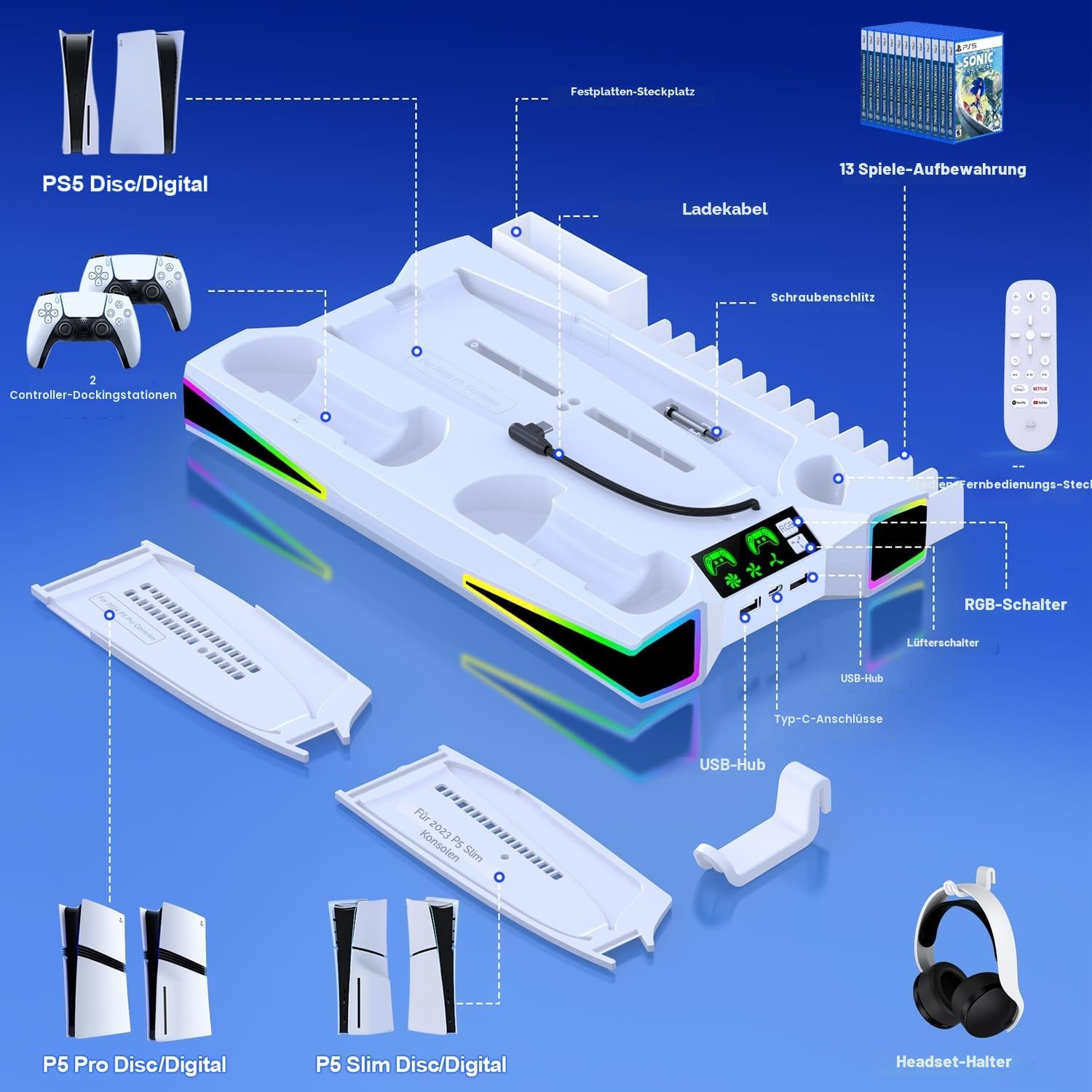 Thumbnail 6 de PS5 Stand Kühlstation PS5 Slim