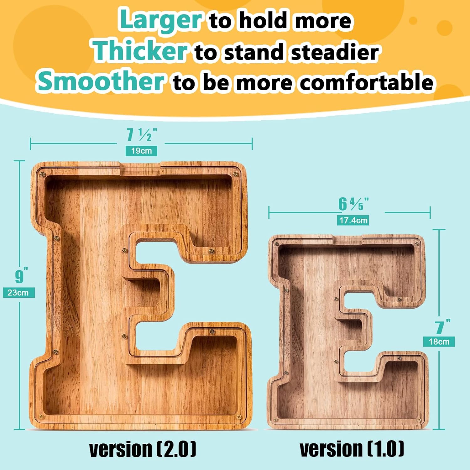Thumbnail 3 de SummiDate Wooden Letter Piggy Bank for Kids