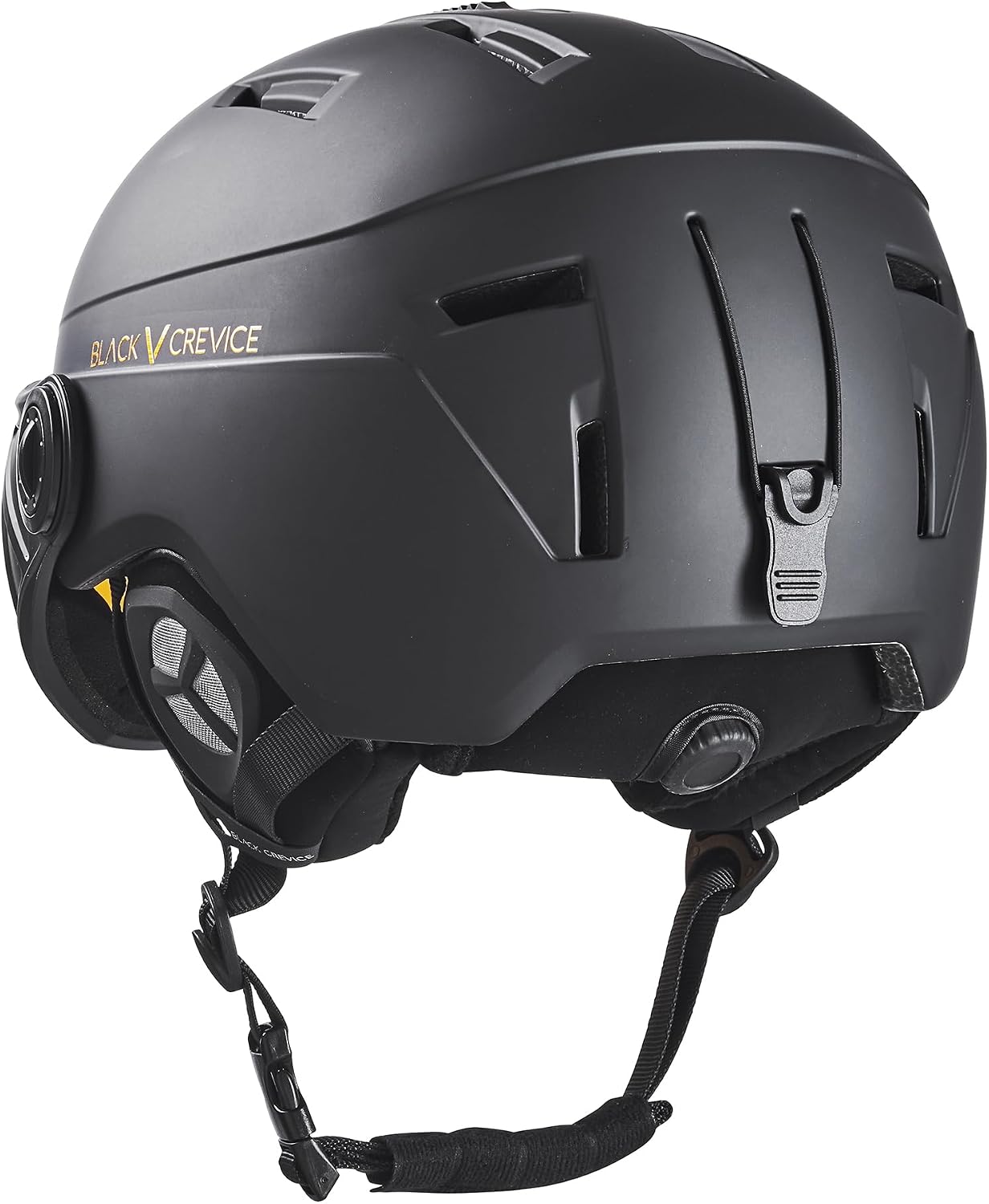 Detalle de BLACK CREVICE St.Moritz – Casco da sci con visiera regolabile, taglia unica uomo/donna, supporto occhiali, anti-appannamento e custodia protettiva