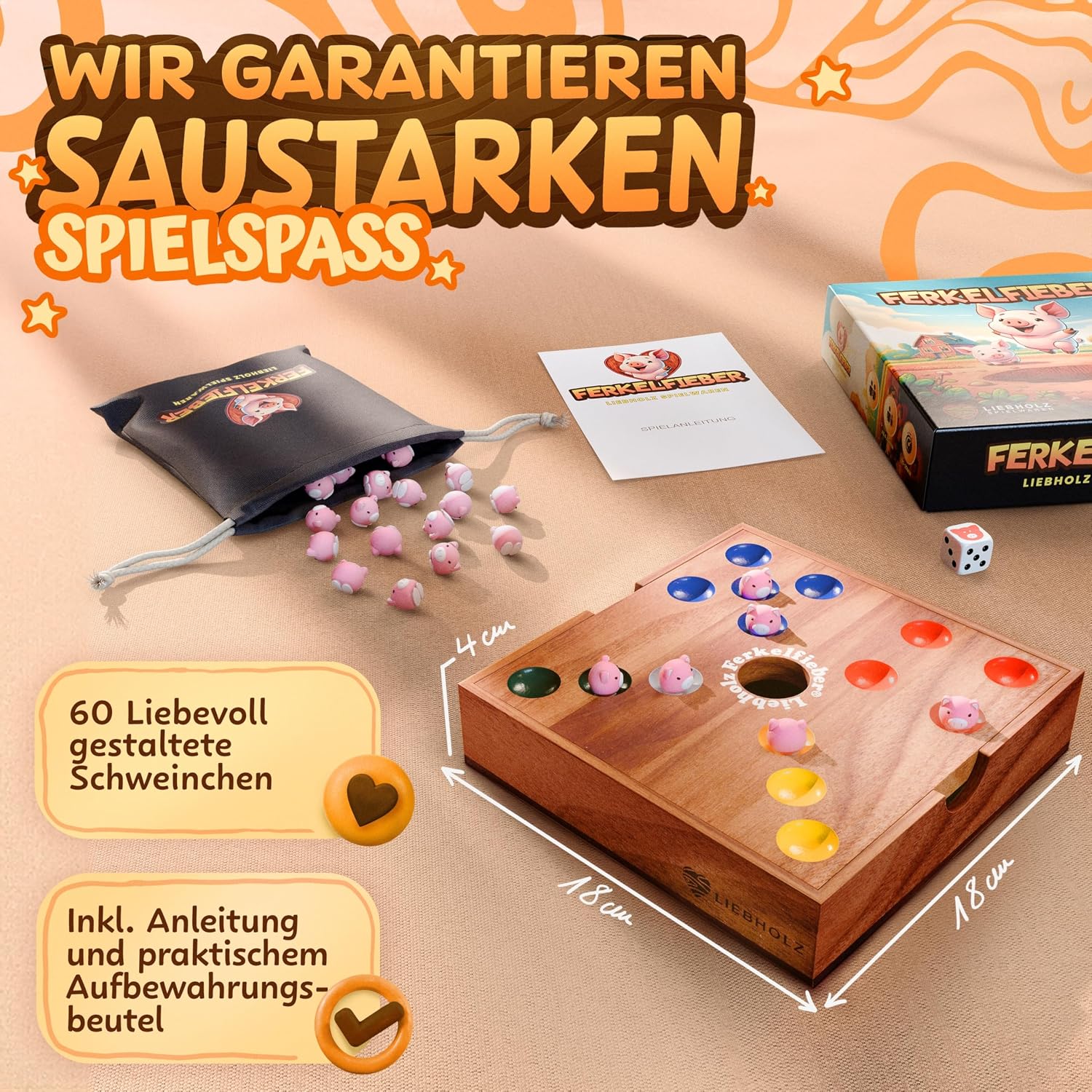 Detalle 2 de LIEBHOLZ Original Big Hole Ferkelfieber Brettspiel für Kinder