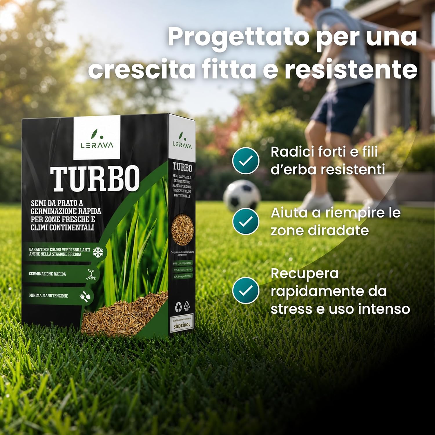Thumbnail 5 de LERAVA TURBO Semi Loietto Perenne (30 m²) - Prato resistente e rapido, verde brillante