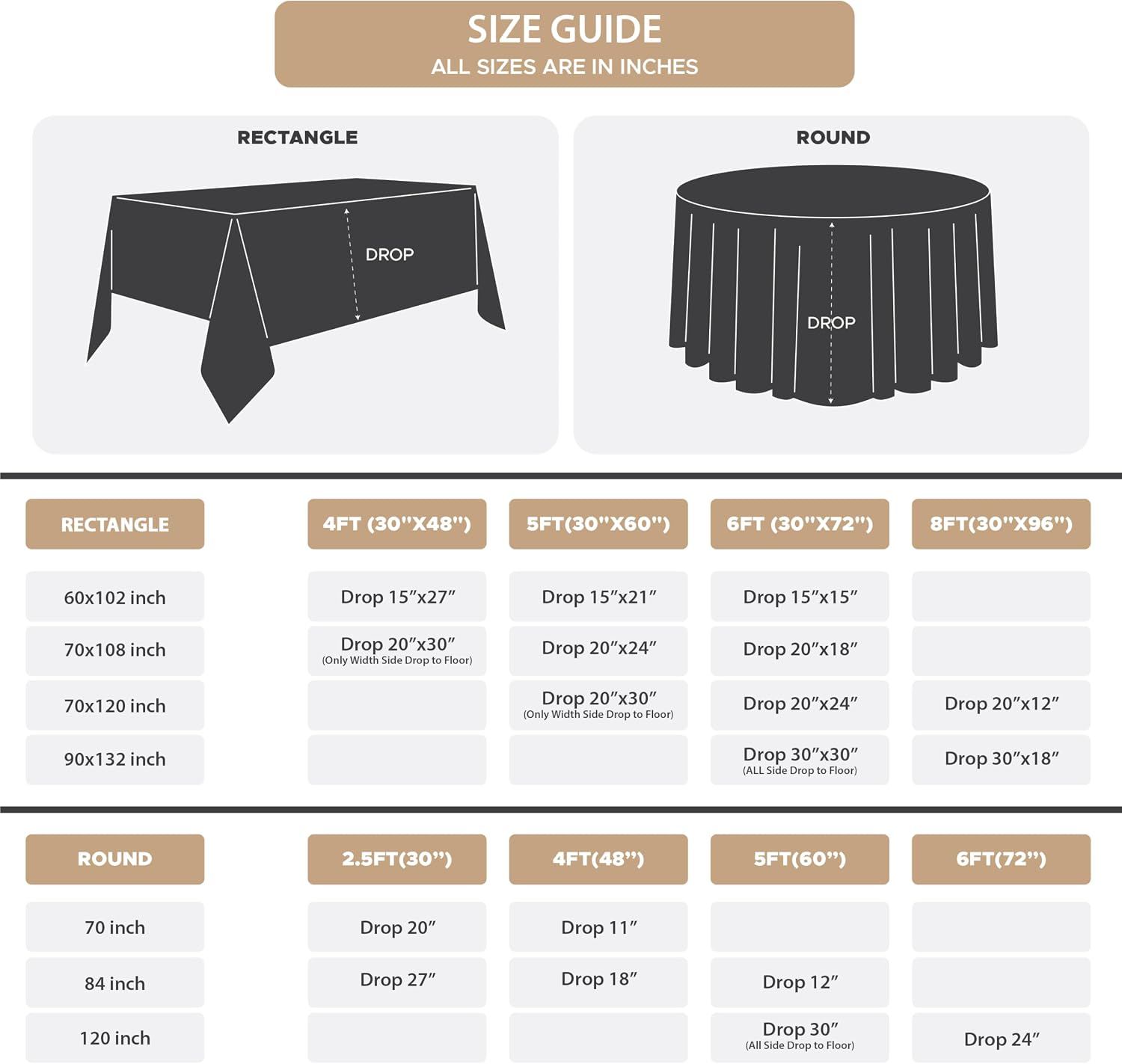 Thumbnail 4 de Fitable 70x120 Inch Rectangular Tablecloth Pack