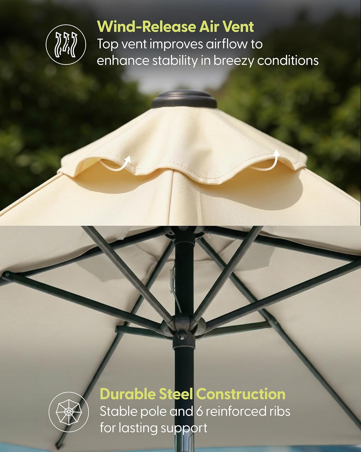 Thumbnail 4 de KEPLIN Tilting Parasol Crank & Tilt Outdoor Umbrella with Protective Cover, UPF 50+ 180gsm Polyester Canopy (2m)