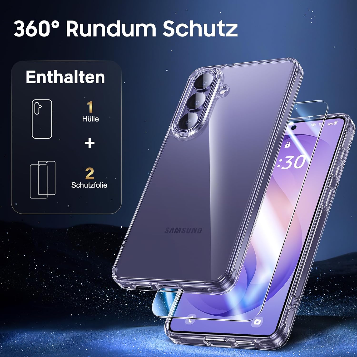 Thumbnail 2 de UniqueMe Hülle für Samsung Galaxy S26 – Case & 2 Schutzfolien, Transparent