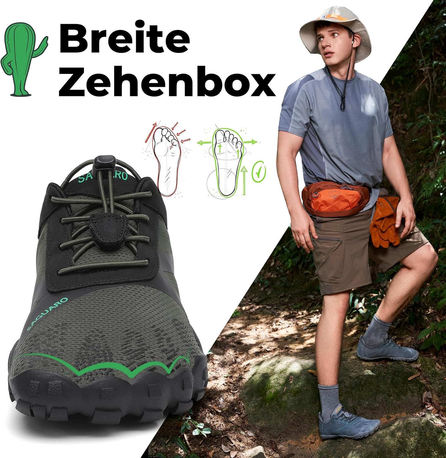 Detalle 2 de SAGUARO Barfußschuhe Zero-Drop Outdoor für Gr. 36-48