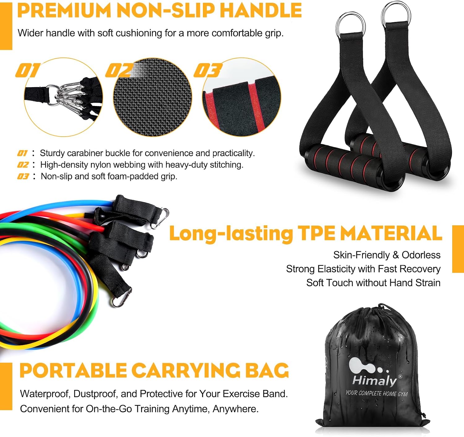 Thumbnail 5 de Resistance Bands Set with Handle, 5pcs – 150 lb Capacity for Home Gym, Yoga and Pilates