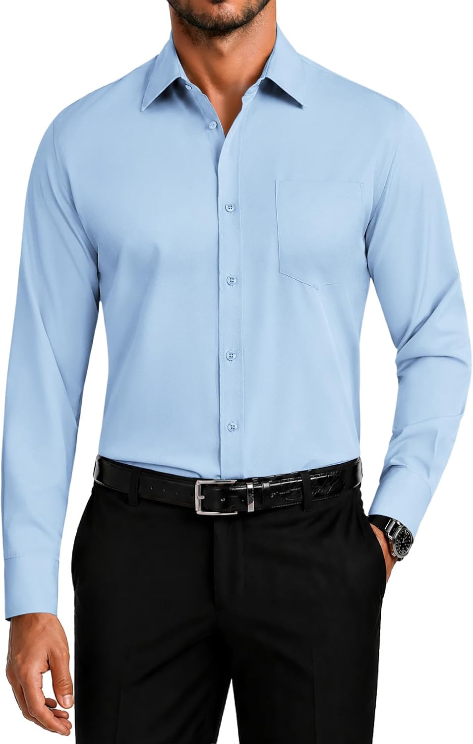 Thumbnail 6 de COOFANDY Men's Wrinkle-Free Long-Sleeve Button-Down Dress Shirt