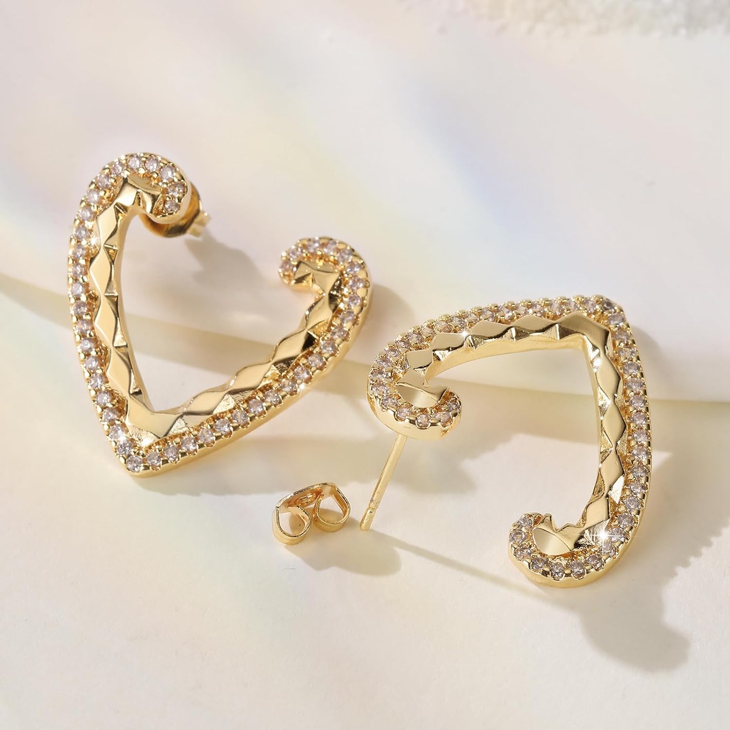 Thumbnail 5 de Richapex Gold Ohrringe Damen – 18k Gold Herz-Creolen, hypoallergen, klein
