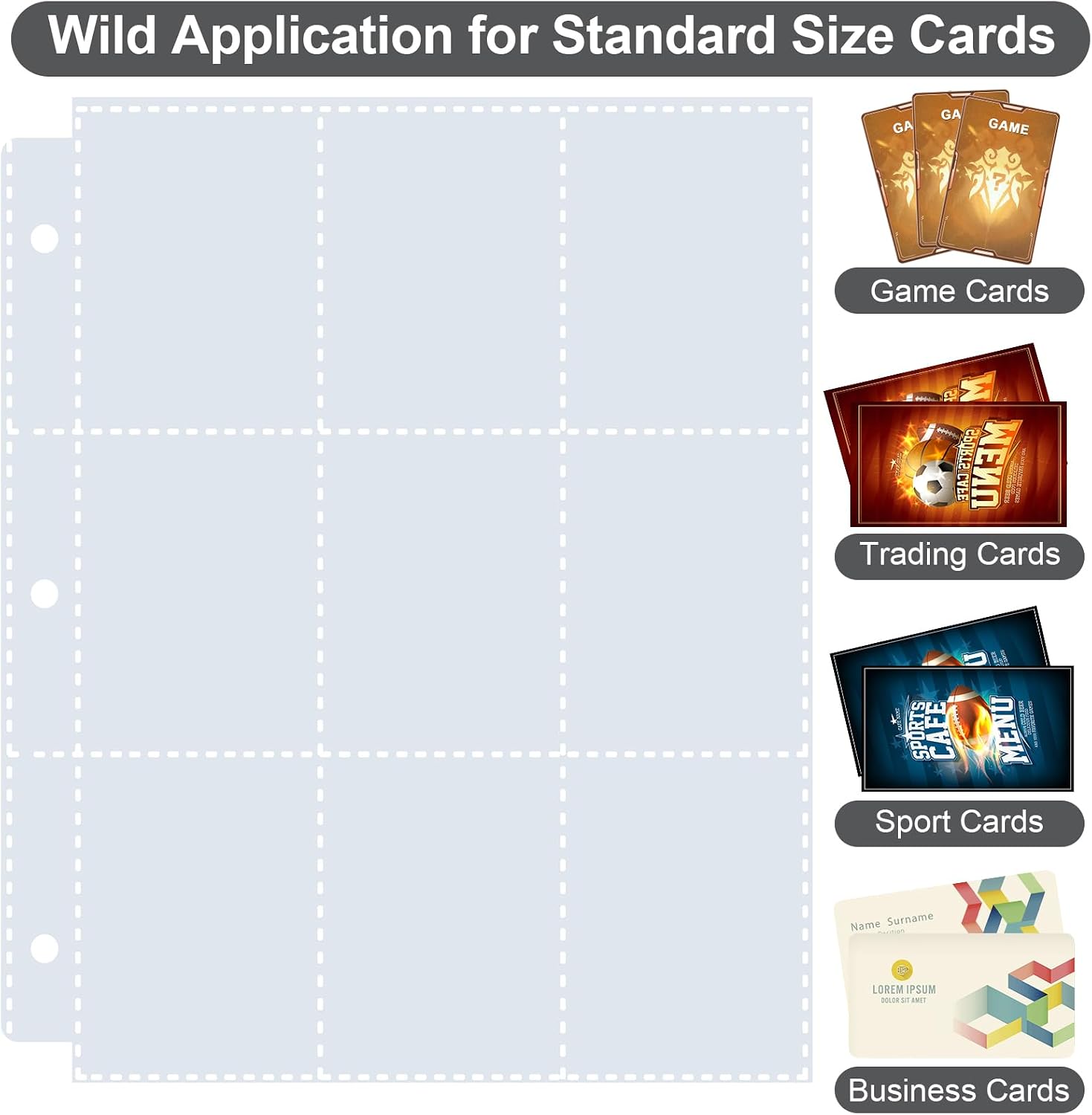 Thumbnail 5 de 900 Pockets Trading Card Binder with PU Cover and Zipper (9-Pocket Double-Sided) – Black