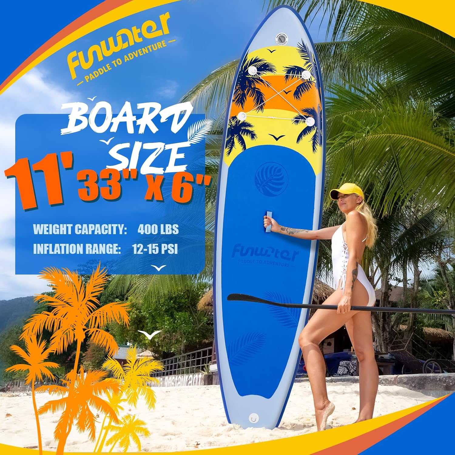 Thumbnail 1 de FunWater Ultra-Light Inflatable Stand Up Paddle Board (SUP) with Accessories for Adults & Youth