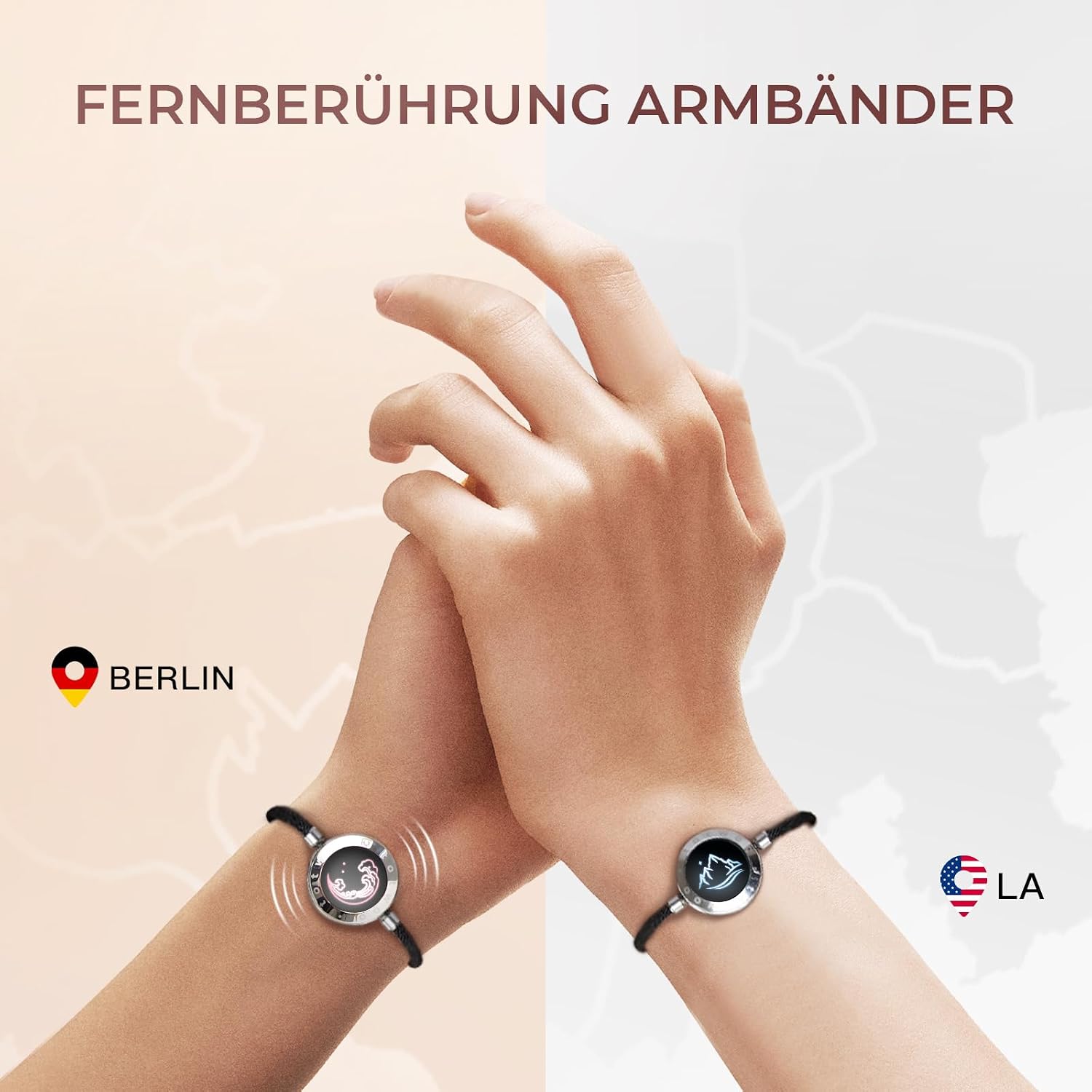 Detalle 2 de Bracelet connecté TOTWOO pour couples à distance – bracelet vibrant, nœud tressé ajustable en acier inoxydable
