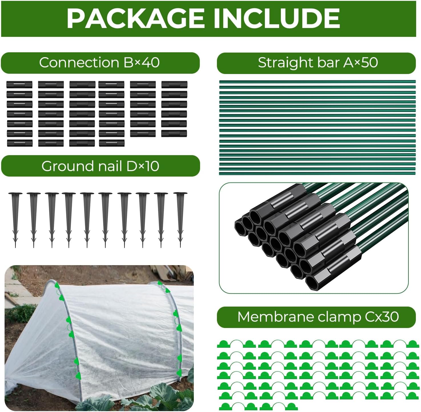 Thumbnail 4 de MQHUAYU Garden Hoops 50pcs: 7ft Fibreglass Greenhouse Frame Kit for Raised Beds