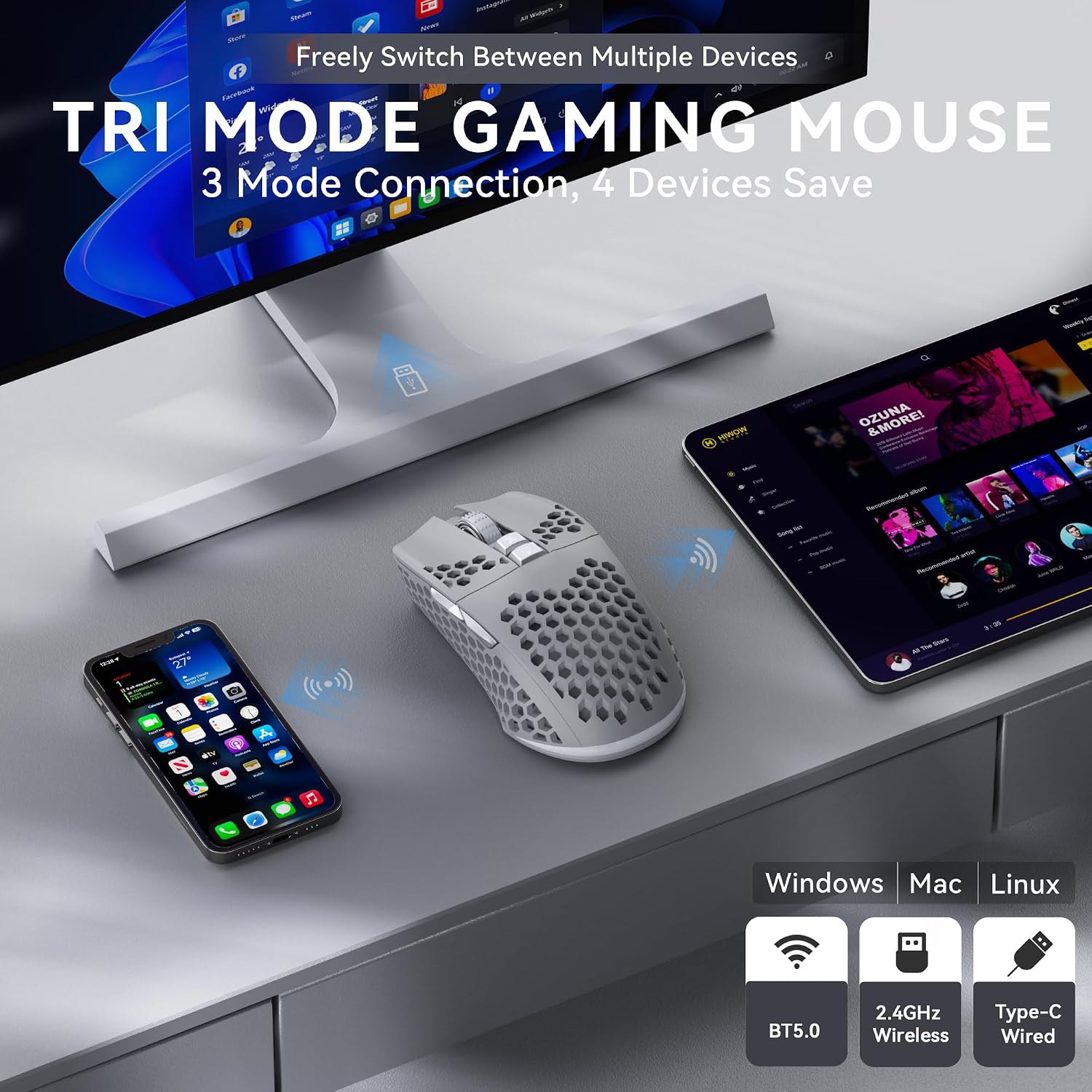 Detalle de SOLAKAKA Wireless Gaming Mouse SM600