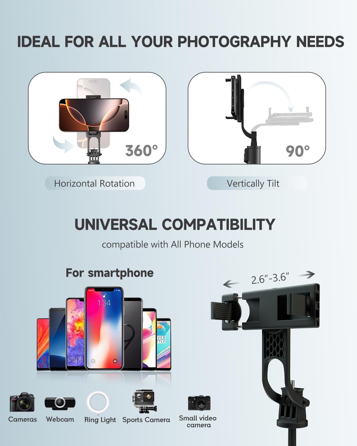 Thumbnail 4 de RISEOFLE 180cm Phone Tripod with Wireless Remote