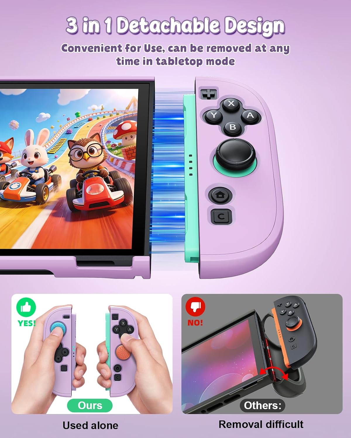 Thumbnail 6 de FYOUNG Switch 2 Dockable Shell with Screen Protector – Light Purple