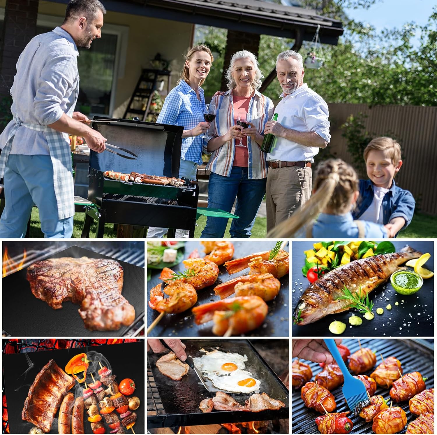 Thumbnail 6 de GROFIS Set di 5 Tappetini Barbecue 60x40 cm: tappetini antiaderenti in teflon con accessori