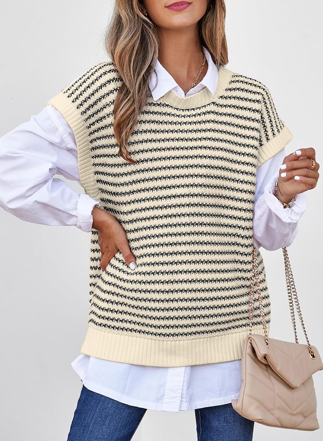 Thumbnail 1 de EVALESS Sweater Vest Striped Pullover 2025