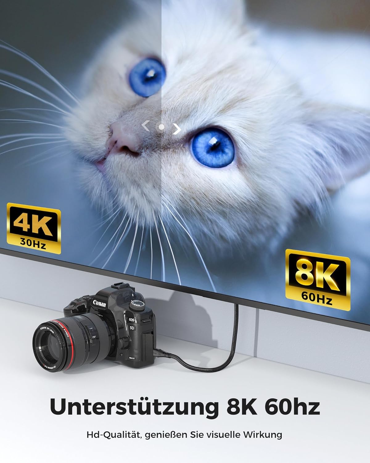 Thumbnail 4 de Cratree 8K Micro HDMI auf HDMI 2.1 Kabel 1M – Hochgeschwindigkeits-Adapter für GoPro, Sony, Canon & mehr