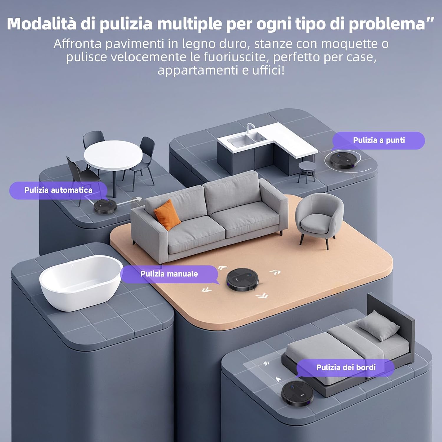 Detalle de MONSGA Robot Aspirapolvere Lavapavimenti 3-in-1 (4000 Pa) con Controllo App, Alexa e Autonomia 140 min