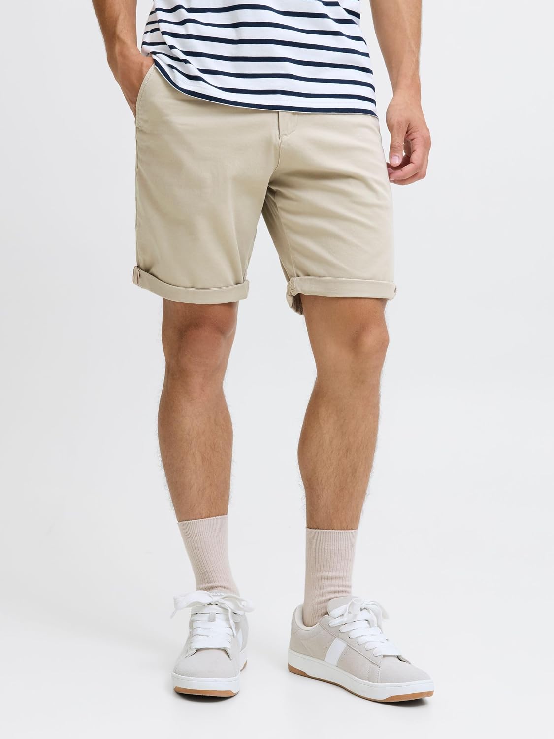 Detalle de JACK & JONES Chino Shorts Regular Fit – Baumwolle mit Stretchanteil, mittlere Taille