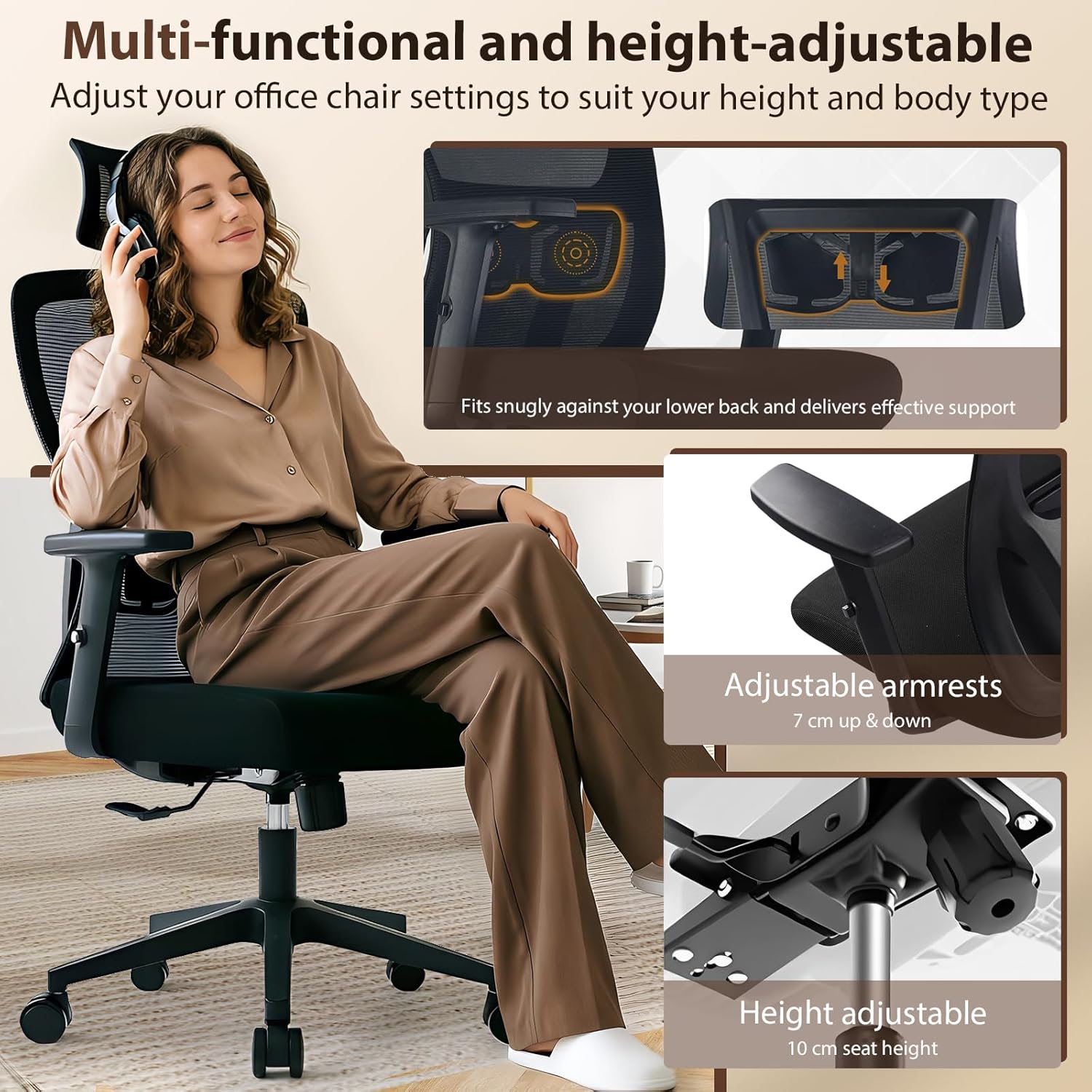 Thumbnail 5 de Durrafy Office Chair High‑Back Ergonomic with Lumbar support 💺