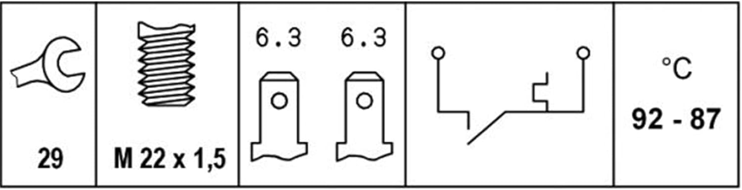 Thumbnail 2 de HELLA 6ZT 007 800-001 Temperaturschalter für Kühlerlüfter – 12V, 2-polig, M22x1,5, geschraubt