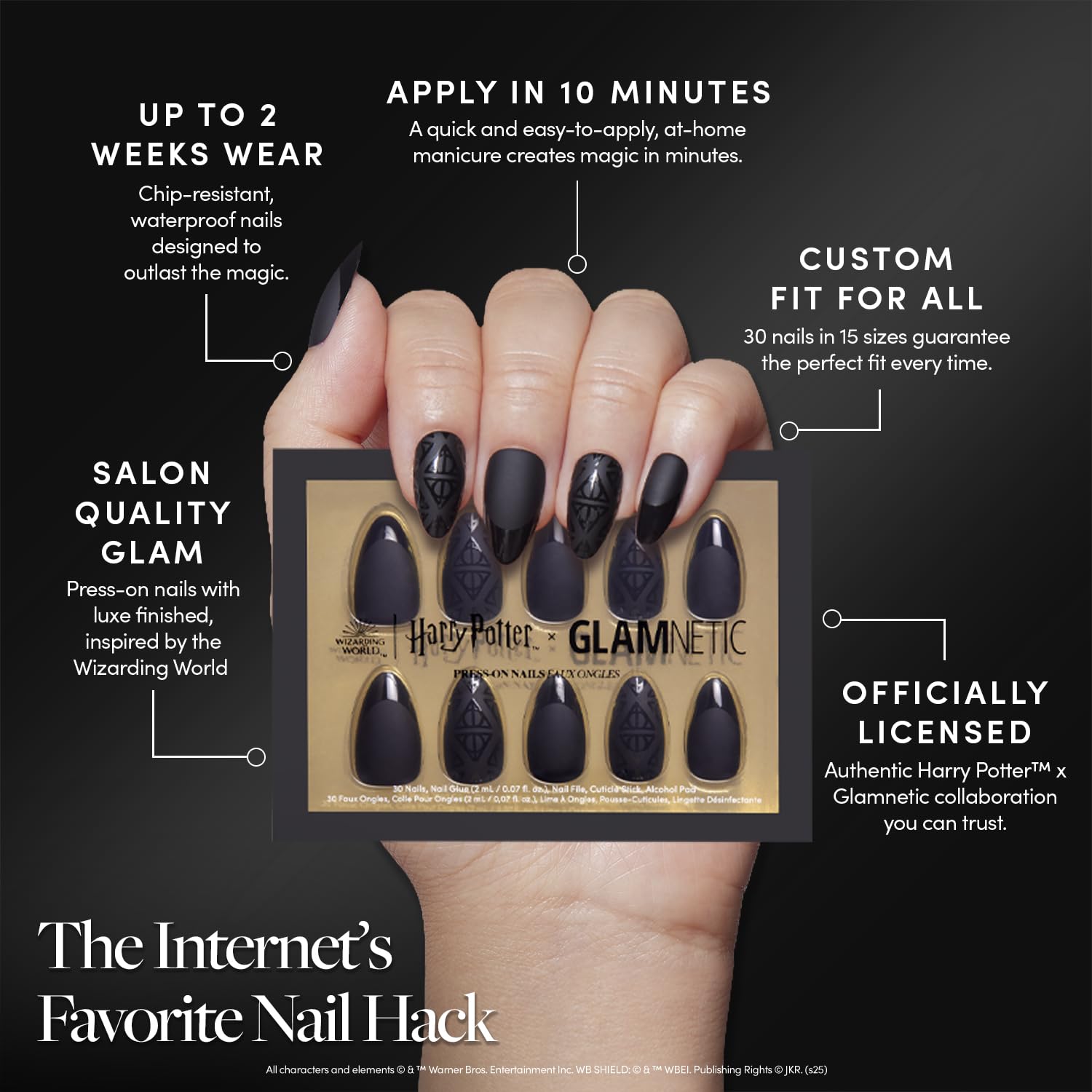 Thumbnail 2 de Glamnetic x Harry Potter Deathly Hallows Short Almond Press-On Nails