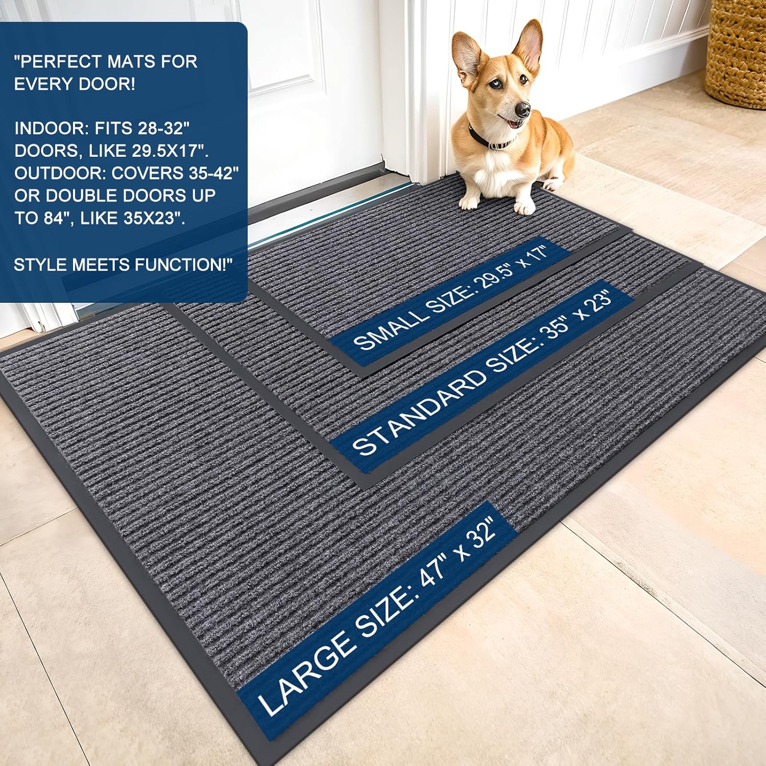 Detalle 2 de OLANLY Front Door Mat 71x23 Grey