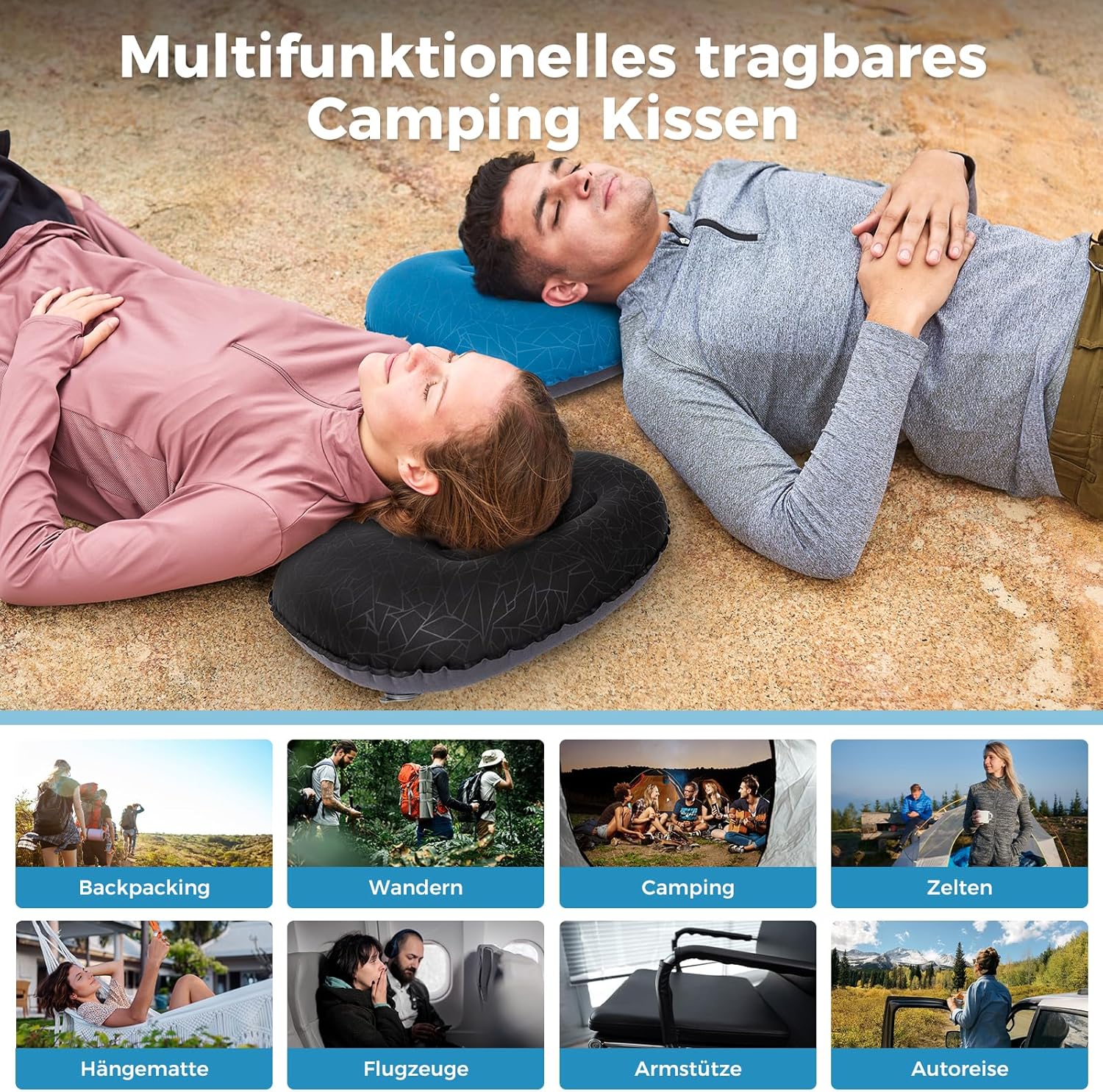 Thumbnail 5 de ATEPA Aufblasbares Kissen – Ultraleichtes, wasserdichtes Reisekissen mit ergonomischer Unterstützung