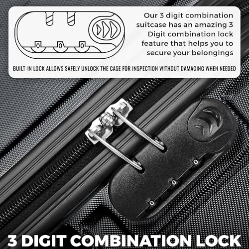 Detalle de FLYMAX 24 Inch Medium Suitcase: 69 Litre ABS 4-Wheel Hard Shell with 3-Digit Lock and Telescopic Handle