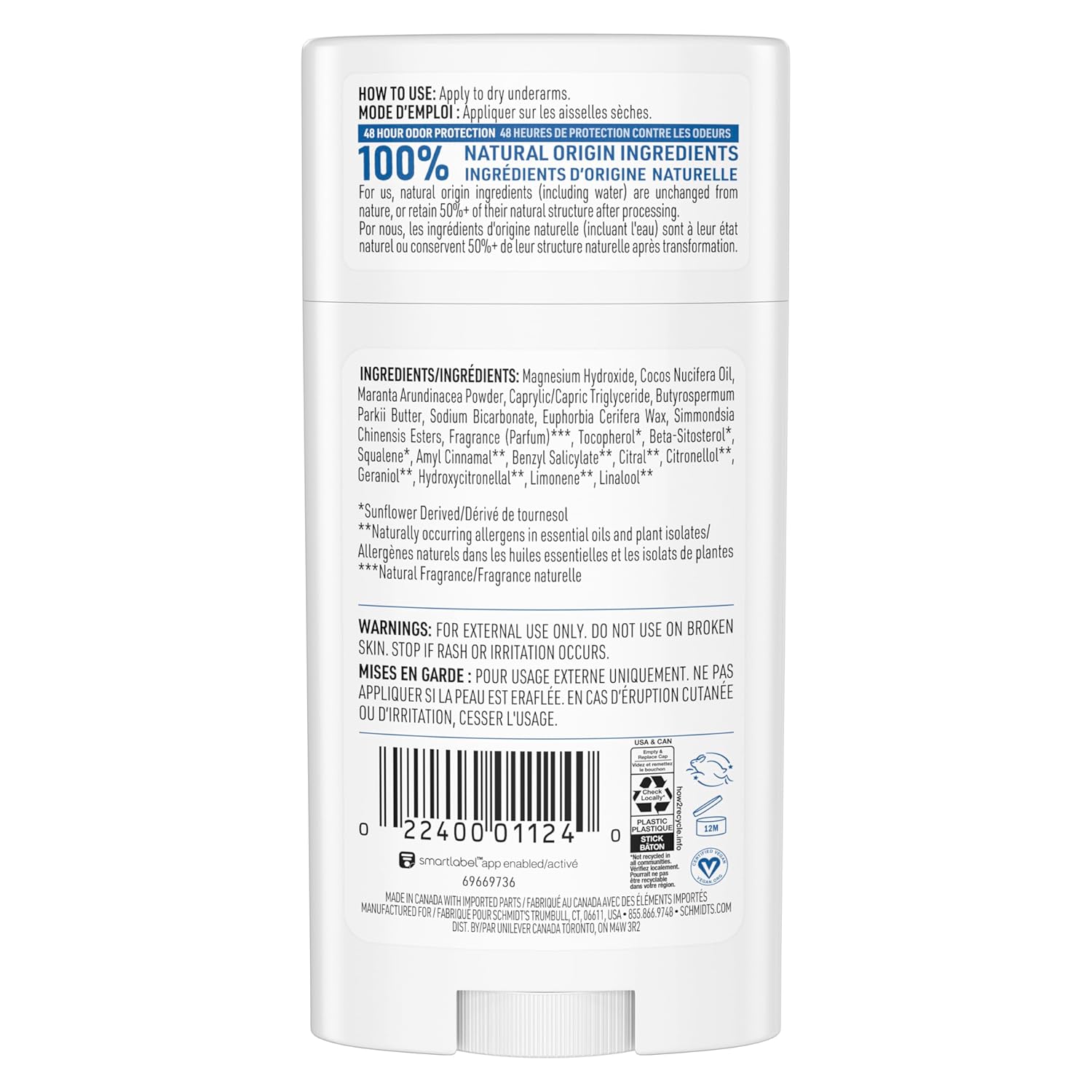 Detalle 2 de Schmidt's Aluminum-Free Vegan Deodorant Fresh Rain & Birch – 2.65 oz