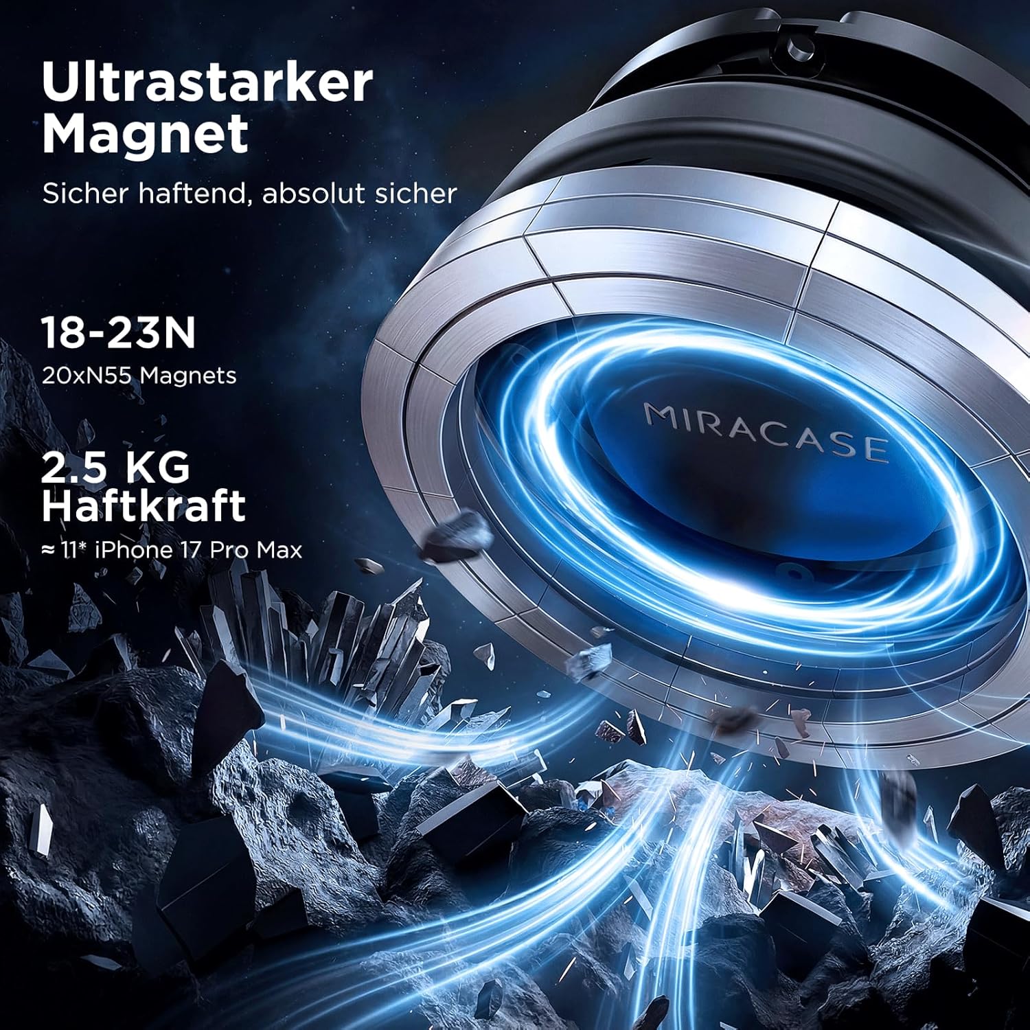 Thumbnail 1 de Miracase MagSafe-Autohalterung für die Lüftung mit 20× N55 Magneten und Metall-Doppelhaken