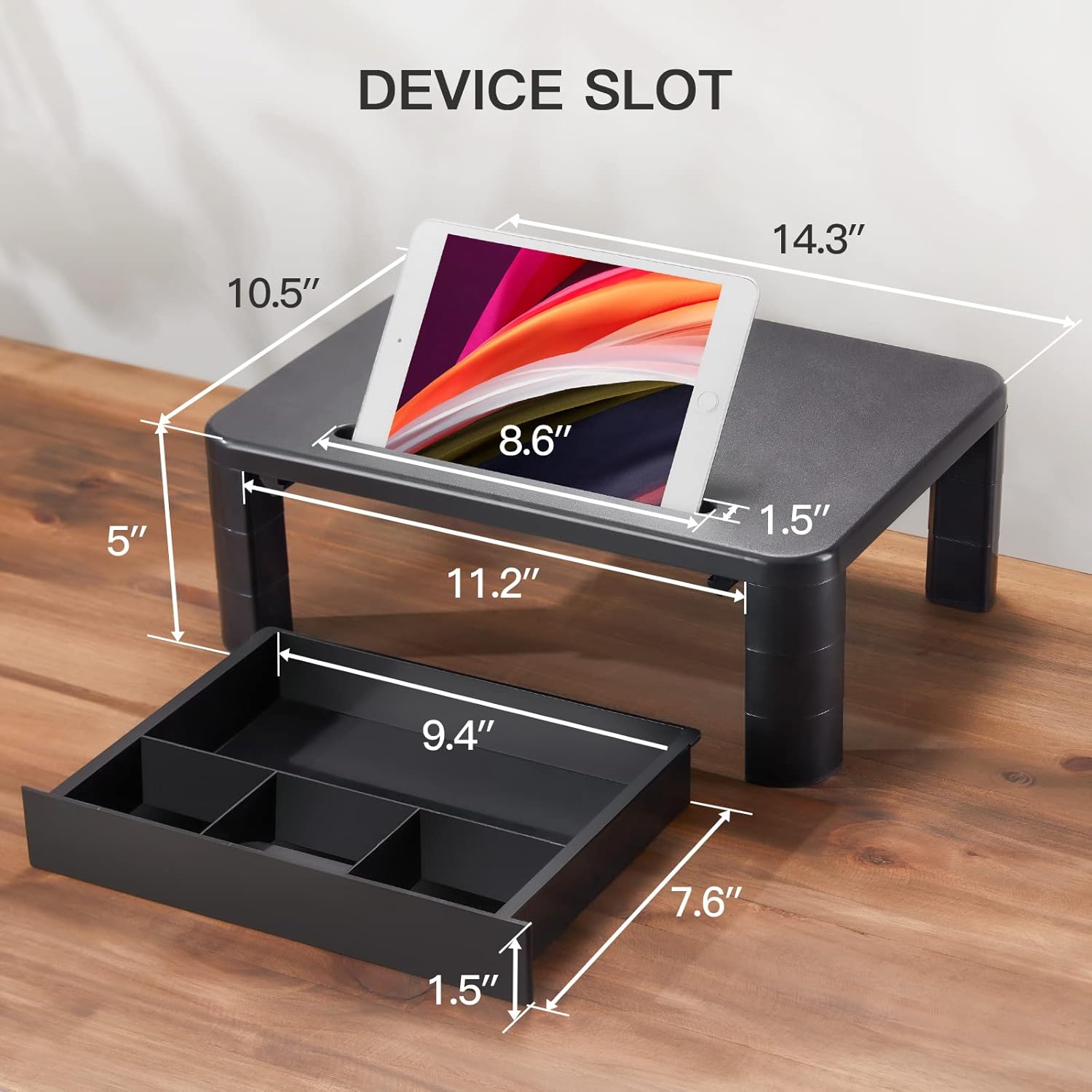 Thumbnail 4 de LORYERGO Monitor Stand for Desk – Height Adjustable with Drawer